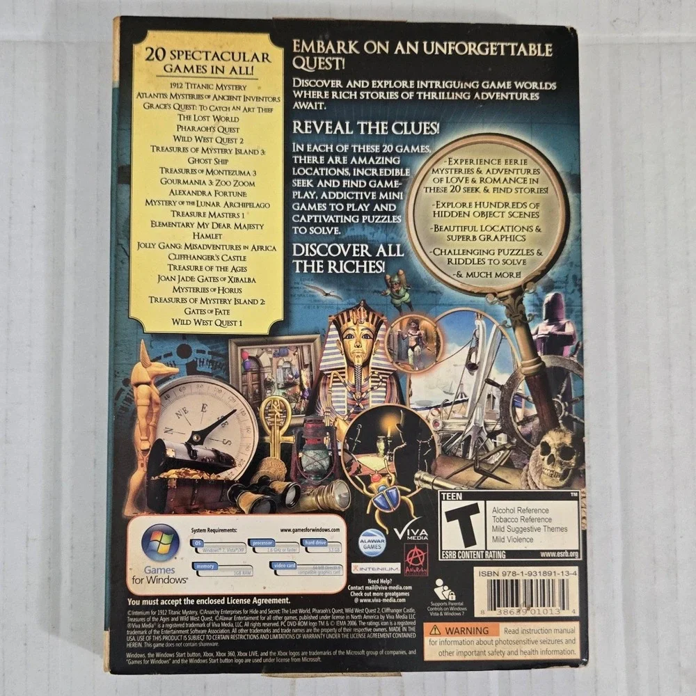 Treasures of Mystery Collection PC Game 20 Games in All Viva Media DVD CD